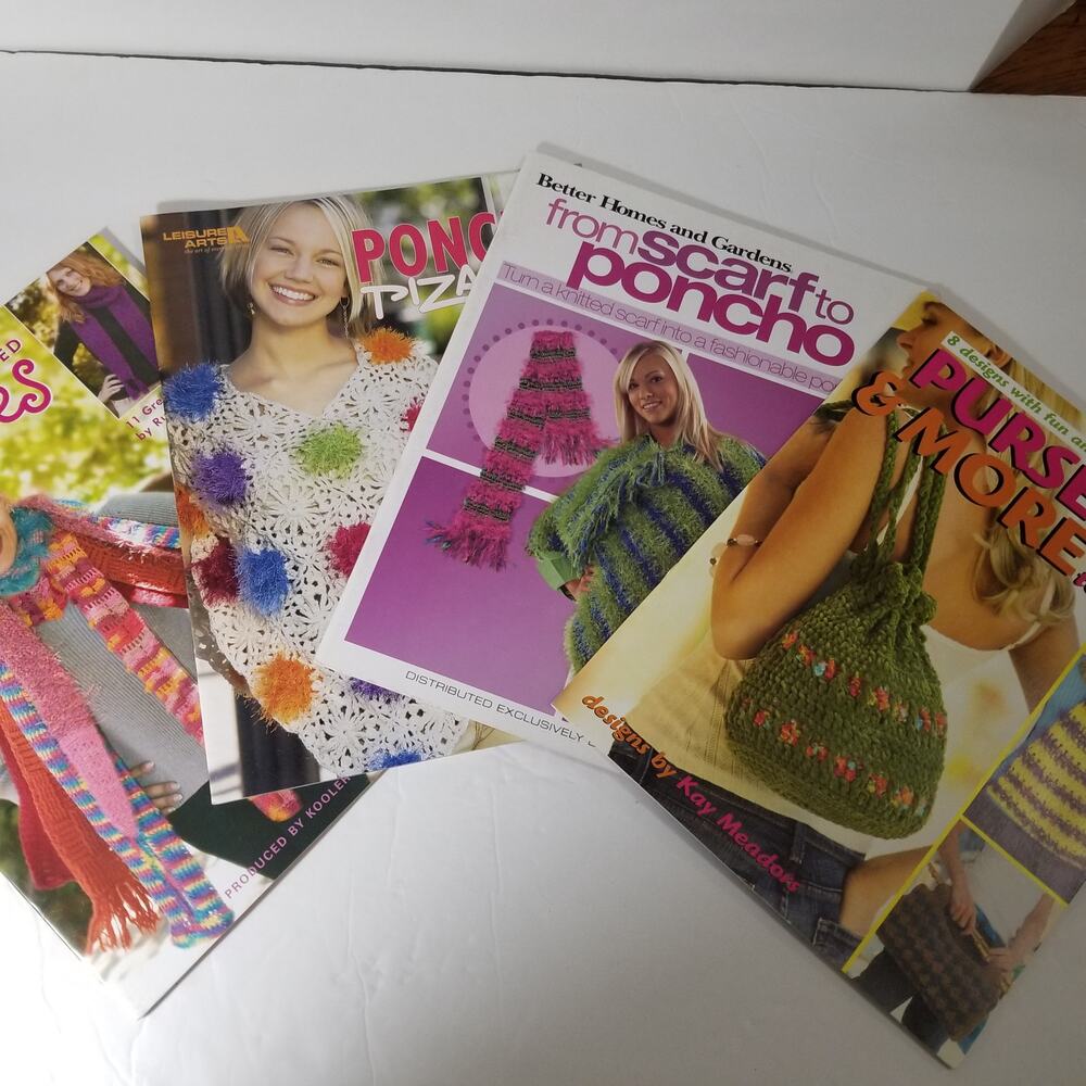 Three crochet books and a knitting book